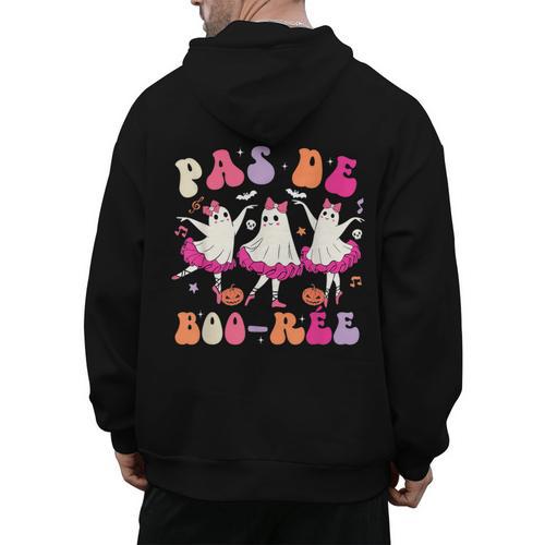Halloween Dance Teacher Pas De Boo-Ree Ghost Ballet Dancer Men's Hoodie Back Print - teacherstshirts.com CA