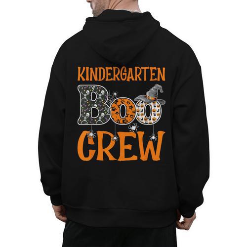 Halloween Kindergarten Boo Crew Kinder Teacher Student Men's Hoodie Back Print - teacherstshirts.com DE