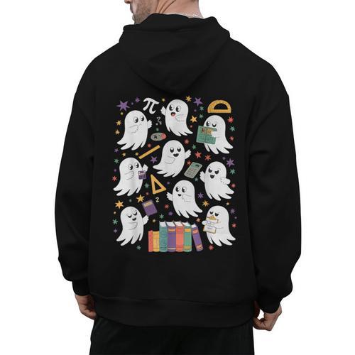 Halloween Math Teacher Ghost Math Teacher Spooky Halloween Men's Hoodie Back Print - teacherstshirts.com DE