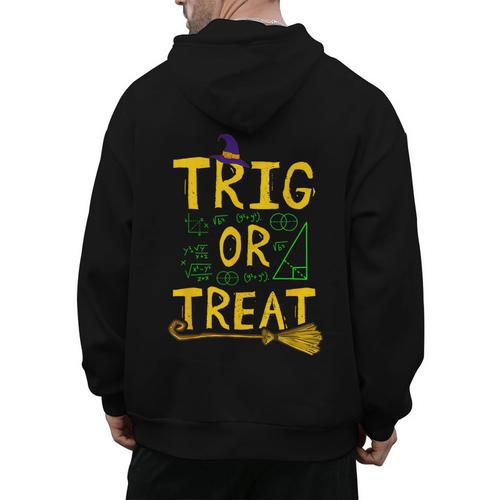 Halloween Math Teacher Trig Or Treat Student School College Men's Hoodie Back Print - teacherstshirts.com AU