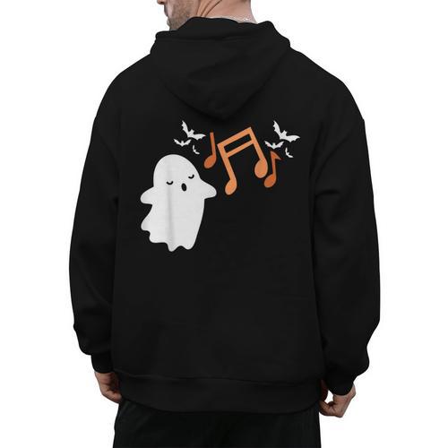 Halloween Music Note Ghost Teacher Fall Musical Instrument Men's Hoodie Back Print - teacherstshirts.com AU