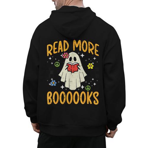 Halloween Read More Books Retro Costume Teacher Women Girls Men's Hoodie Back Print - teacherstshirts.com UK