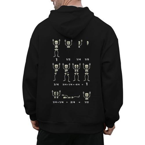 Halloween Skeleton Math Fraction Teacher Men Women Men's Hoodie Back Print - teacherstshirts.com