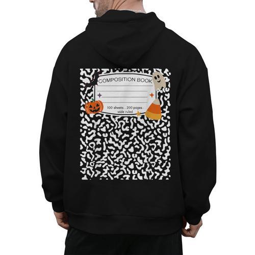Halloween Teacher Composition Book Notebook Matching Group Men's Hoodie Back Print - teacherstshirts.com