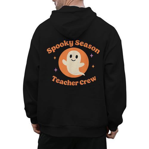 Halloween Teacher Crew Spooky Season Retro Ghost Men's Hoodie Back Print - teacherstshirts.com DE