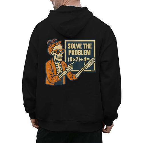 Halloween Teacher Six Seven Meme 6 7 Skeleton Spooky Costume Men's Hoodie Back Print - teacherstshirts.com