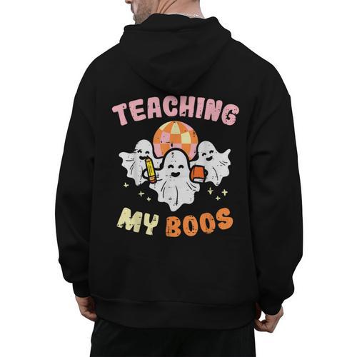 Halloween Teacher Teaching My Boos Costume Teacher Men Women Men's Hoodie Back Print - teacherstshirts.com