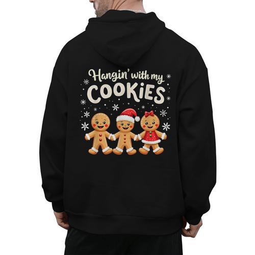 Hangin With My Cookies Gingerbread Christmas Teacher Men's Hoodie Back Print - teacherstshirts.com CA
