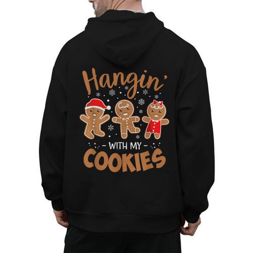 Hangin With My Cookies Gingerbread Women Christmas Teacher Men's Hoodie Back Print - teacherstshirts.com CA