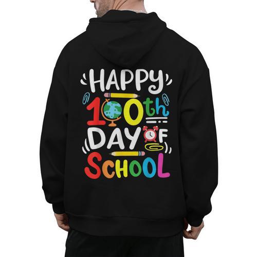 Happy 100th Day Of School 100 Days Of School Teacher Student Men's Hoodie Back Print - teacherstshirts.com UK