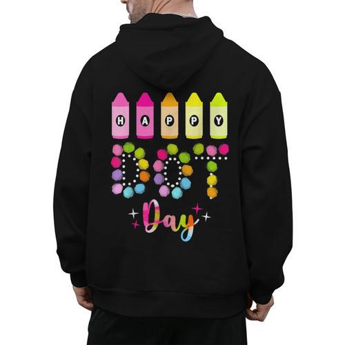 Happy Dot Day 2025 Teacher Kids Girls Colorful Polka Dot Day Men's Hoodie Back Print - teacherstshirts.com UK