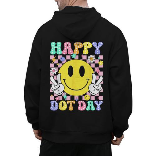 Happy Dot Day Shirts Teacher Student Girls Kids Smile Face Men's Hoodie Back Print - teacherstshirts.com UK