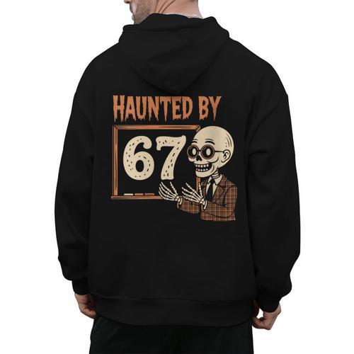 Haunted By 67 Halloween 67 Meme Six Seven Teacher Men's Hoodie Back Print - teacherstshirts.com AU