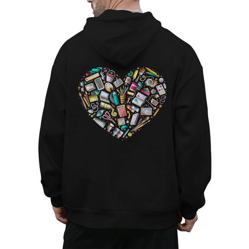 Heart Shape Art Teacher And Painting Sketching Artist Men's Hoodie Back Print - teacherstshirts.com UK