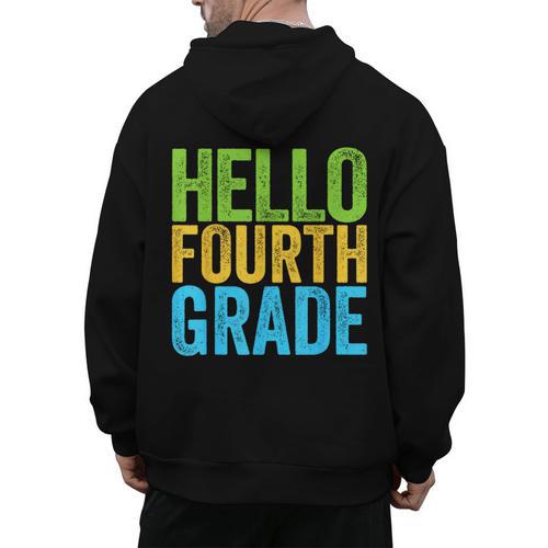 Hello Fourth Grade Shirt 4th Grade Boy Girl Student Teacher Men's Hoodie Back Print - teacherstshirts.com AU