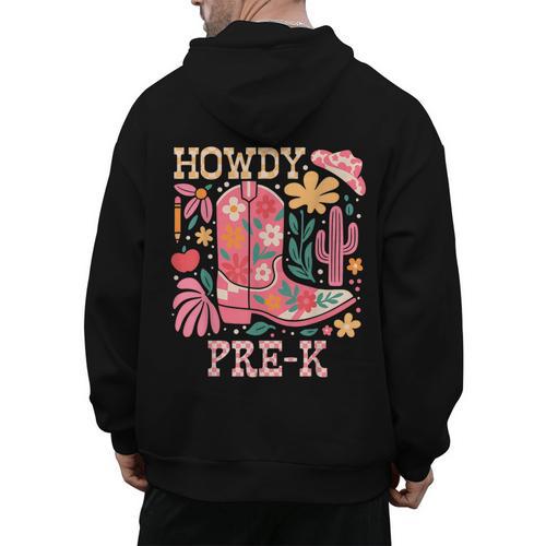 Howdy Pre-K Cowgirls Teacher Back To School Men's Hoodie Back Print - teacherstshirts.com AU