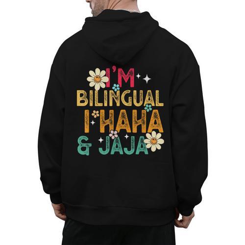 I’m Bilingual I Haha And Jaja Spanish Teacher Bilingual For Men Women Girls Kids Men's Hoodie Back Print - teacherstshirts.com CA