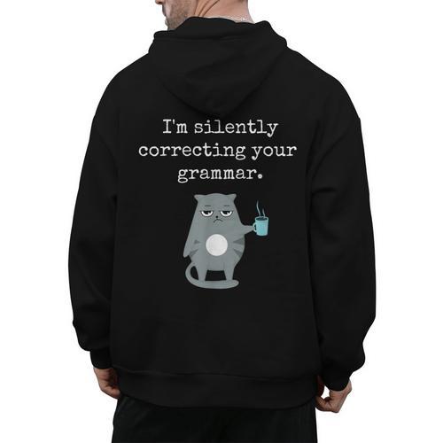 I'm Silently Correcting Your Grammar Sarcastic Teacher For Men Women Kids Men's Hoodie Back Print - teacherstshirts.com