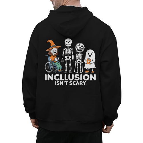 Inclusion Isn't Scary SLP Halloween Costume Sped Teacher Men's Hoodie Back Print - teacherstshirts.com