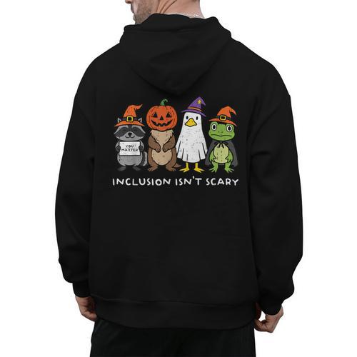 Inclusion Isn't Scary SLP Halloween Sped Teacher Animal Men's Hoodie Back Print - teacherstshirts.com
