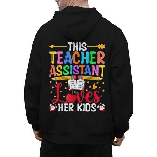 Instructional Assistant Loves Her Kids Teacher Assistant Men's Hoodie Back Print - teacherstshirts.com AU