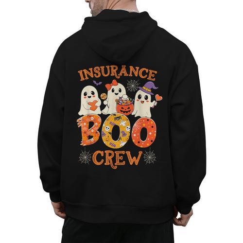 Insurance Boo Crew Halloween Spooky Costume Teacher Men's Hoodie Back Print - teacherstshirts.com