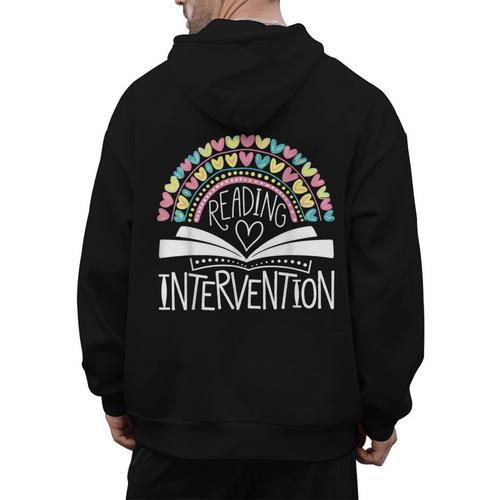 Intervention Teacher Reading Intervention Men's Hoodie Back Print - teacherstshirts.com UK