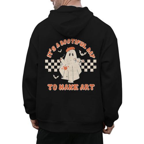 It's A Bootiful Day To Make Art Halloween Art Teacher Men's Hoodie Back Print - teacherstshirts.com