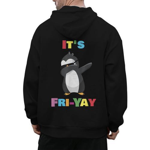 It's Fri-Yay Dabbing Penguin Friday Weekend Teacher Student Men's Hoodie Back Print - teacherstshirts.com
