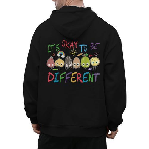 It's Ok To Be Different Apple Teacher Autism Awareness Men's Hoodie Back Print - teacherstshirts.com