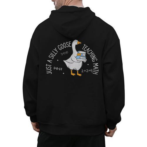 Just A Silly Goose Teaching Math Teacher Back To School Men's Hoodie Back Print - teacherstshirts.com CA