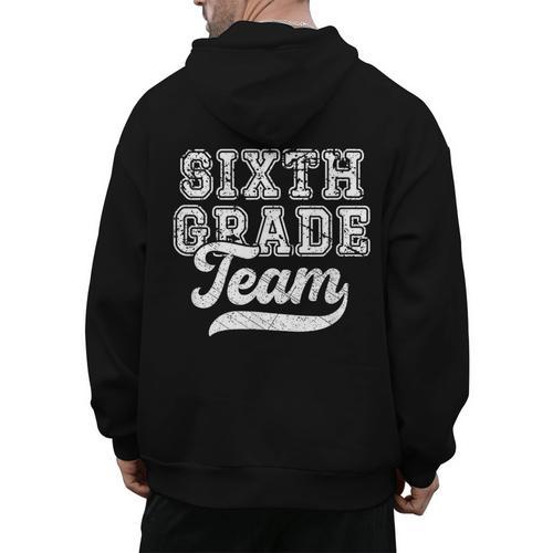 Kids Teacher Sixth Grade Retro Back To School Team 6th Grade Men's Hoodie Back Print - teacherstshirts.com