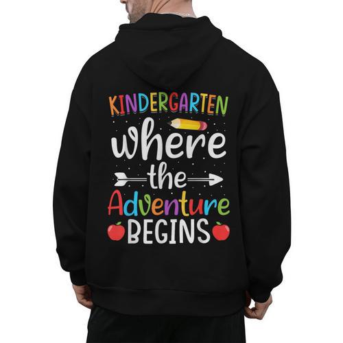 Kindergarten Where The Adventure Begins Shirt Children's Teacher Men's Hoodie Back Print - teacherstshirts.com