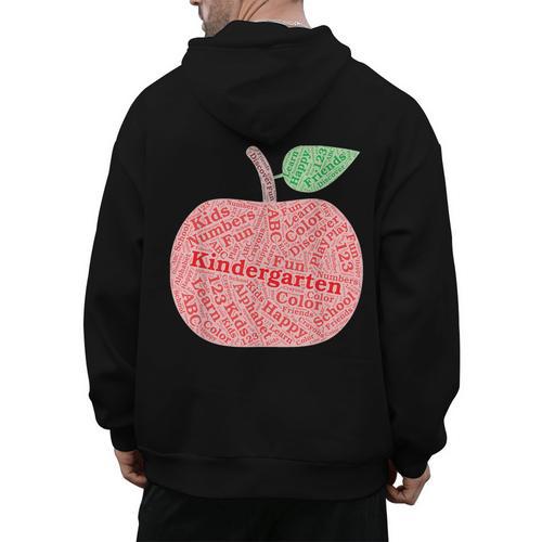 Kindergarten Apple Word Art For Teachers & Students Men's Hoodie Back Print - teacherstshirts.com UK