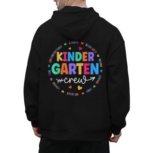 Kindergarten Crew Back To School Kindergarten Teacher Kids Men's Hoodie Back Print - teacherstshirts.com