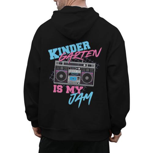 Kindergarten Is My Jam Vintage 80s Boombox Teacher Student Men's Hoodie Back Print - teacherstshirts.com DE