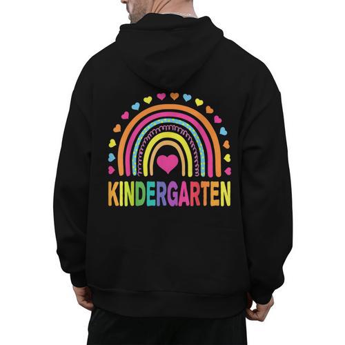 Kindergarten Rainbow Girls Boys Teacher Team Kinder Squad Men's Hoodie Back Print - teacherstshirts.com DE