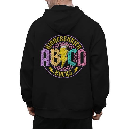 Kindergarten Rocks ABCD Back To School Rock Teacher Men's Hoodie Back Print - teacherstshirts.com