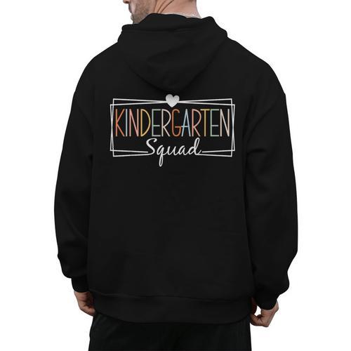 Kindergarten Squad Teachers Kids Kindergarten Back To School Men's Hoodie Back Print - teacherstshirts.com
