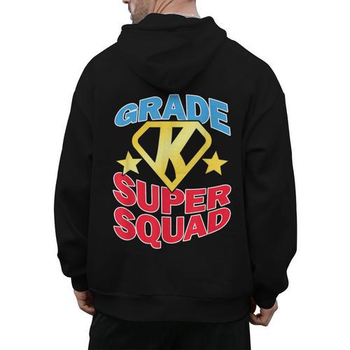 Kindergarten Super Squad Superhero Teacher Team Men Women Girls Kids Men's Hoodie Back Print - teacherstshirts.com