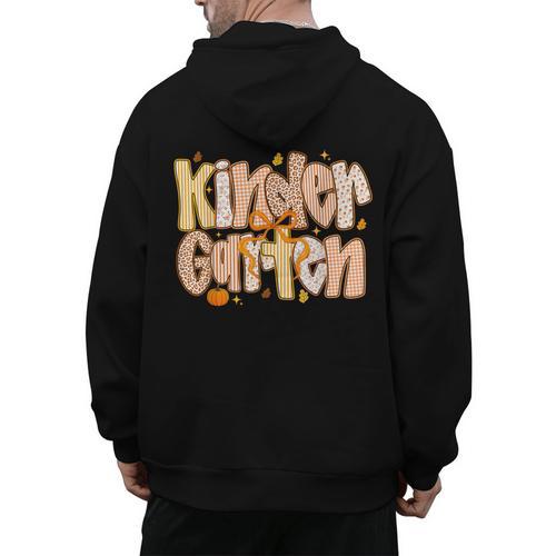 Kindergarten Teacher Fall Pumpkin Autumn Cute Men's Hoodie Back Print - teacherstshirts.com UK