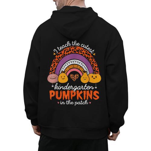Kindergarten Teacher Pumpkin Patch Cute Men's Hoodie Back Print - teacherstshirts.com AU