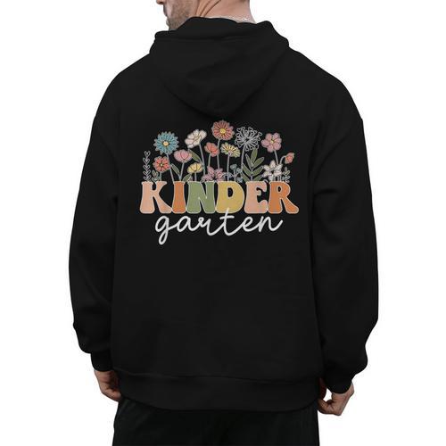 Kindergarten Teacher Wildflower Back To School Floral Outfit Men Women Men's Hoodie Back Print - teacherstshirts.com UK