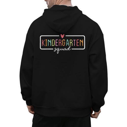 Kindergarten Team Crew Kinder Squad Back To School Teacher Men's Hoodie Back Print - teacherstshirts.com