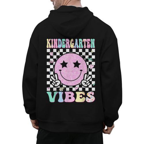 Kindergarten Vibes First Day Of School Kindergarten Teacher Men's Hoodie Back Print - teacherstshirts.com