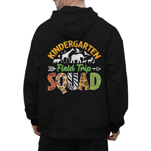 Kindergarten Zoo Field Trip Squad Matching Teacher Students Men's Hoodie Back Print - teacherstshirts.com AU