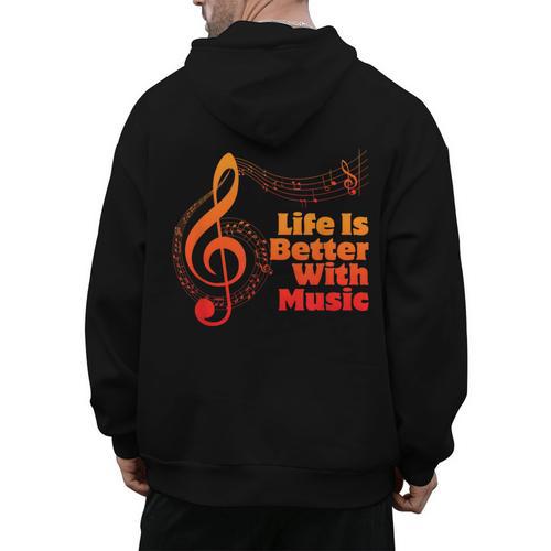 Life Is Better With Music Theory Musician Teacher Notes Clef Men's Hoodie Back Print - teacherstshirts.com CA