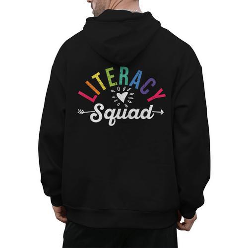 Literacy Squad Reading Teacher Interventionist Specialist Men's Hoodie Back Print - teacherstshirts.com AU