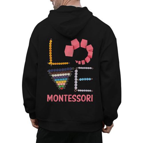 Love Montessori Education Math Teacher Men's Hoodie Back Print - teacherstshirts.com UK