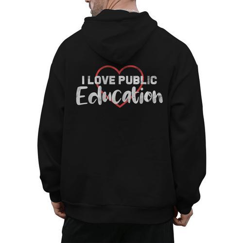 I Love Public Education School Student And Teacher Men's Hoodie Back Print - teacherstshirts.com